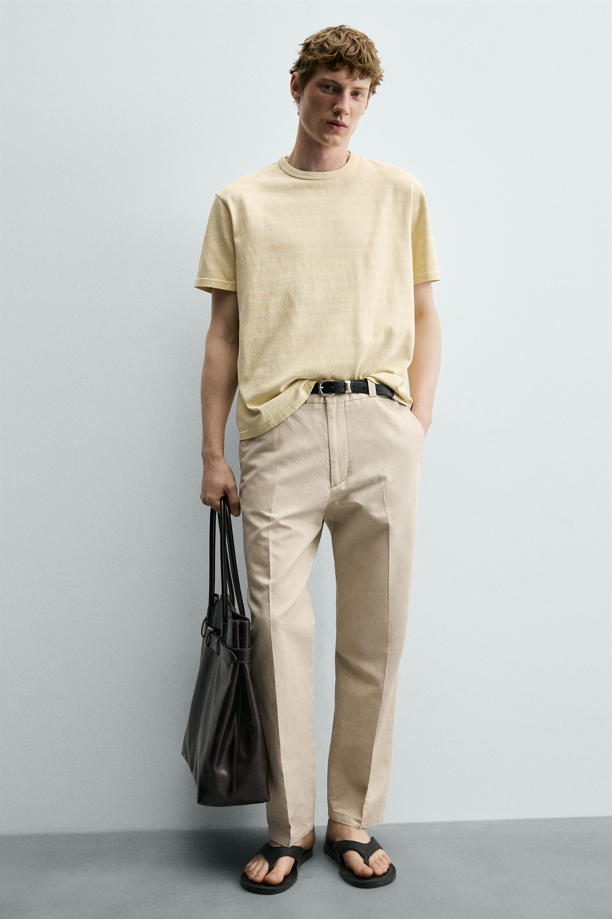 COTTON - LINEN STRAIGHT FIT CHINO PANTS